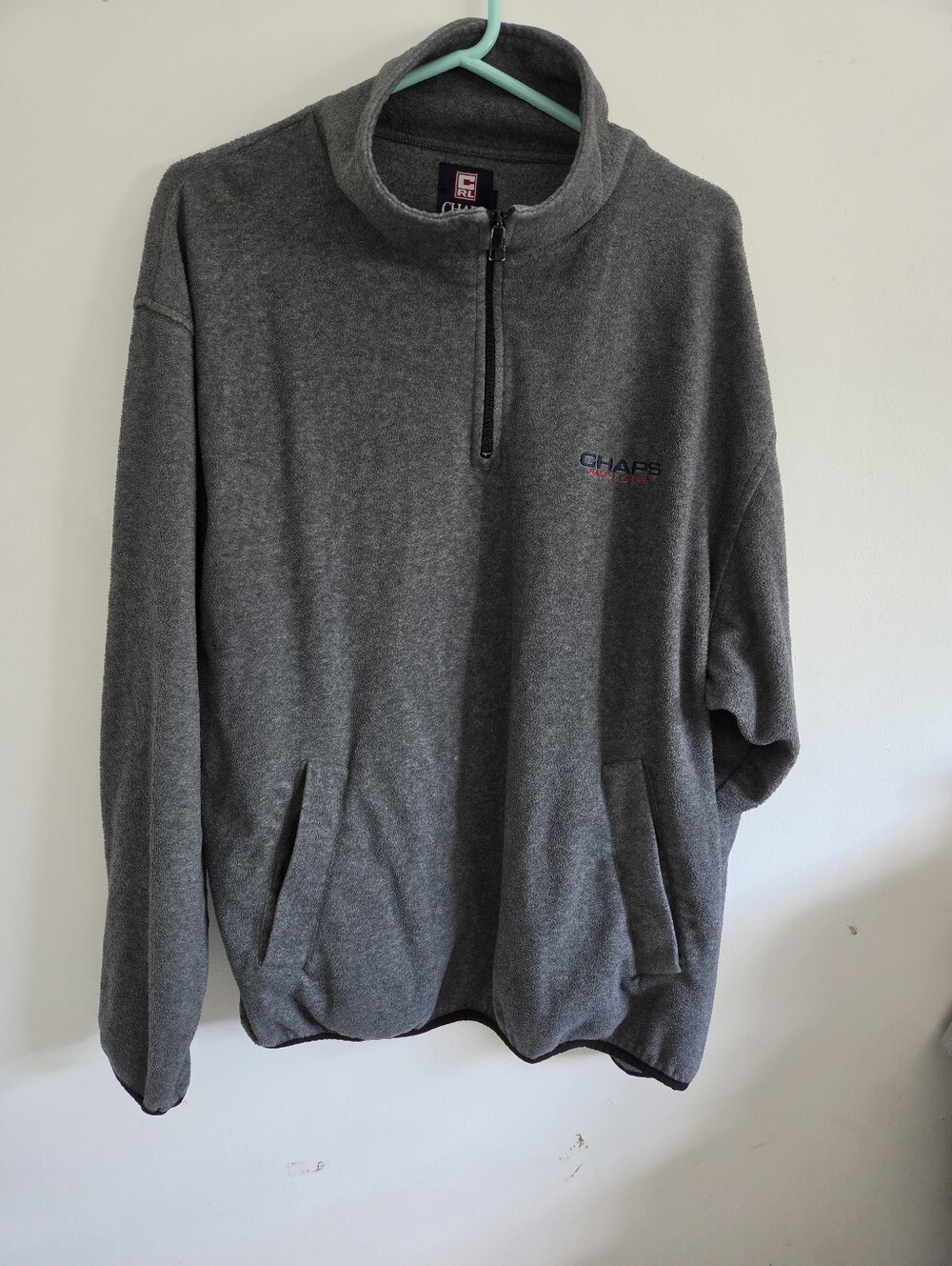 Chaps Ralph Lauren XL Gray Fleece 1/4 Zip Pullover Jacket